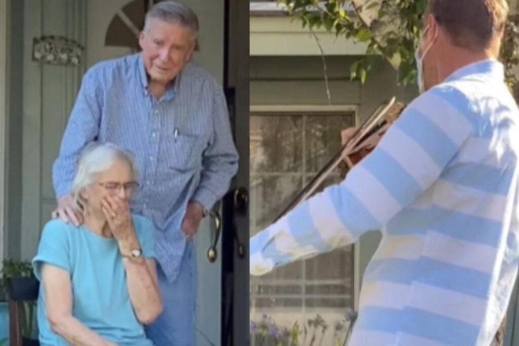 Casal vai ás lágrimas com homenagem feita pelo filho no aniversário de casamento
