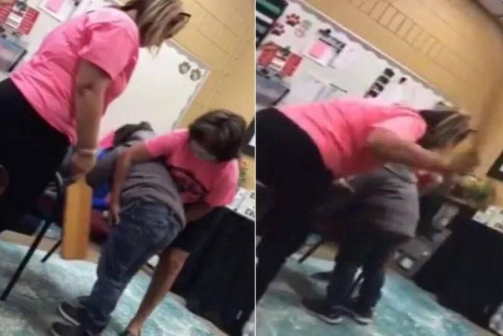 Câmera flagra diretora de escola batendo em criança com pedaço de madeira