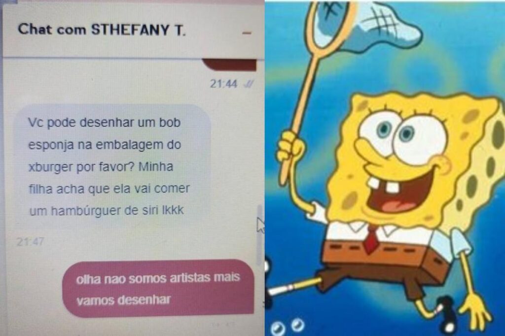 A mãe pediu para que o estabelecimento desenhasse o Bob Esponja na embalagem