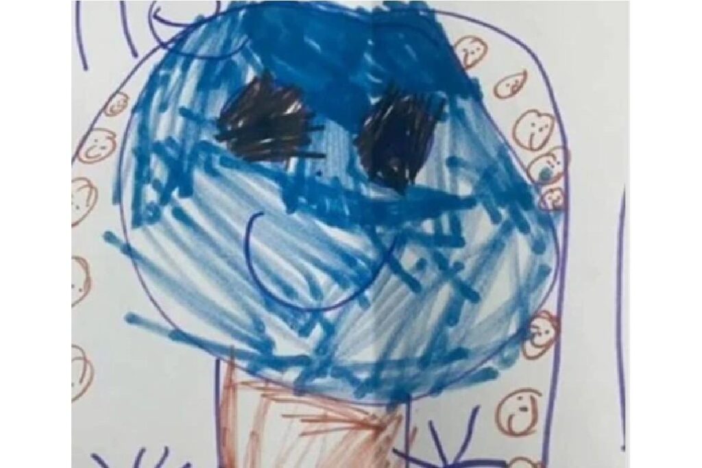 Uma mulher resolveu compartilhar uma história com a filha no Facebook: isso porque a menina fez um desenho da mãe com piolho