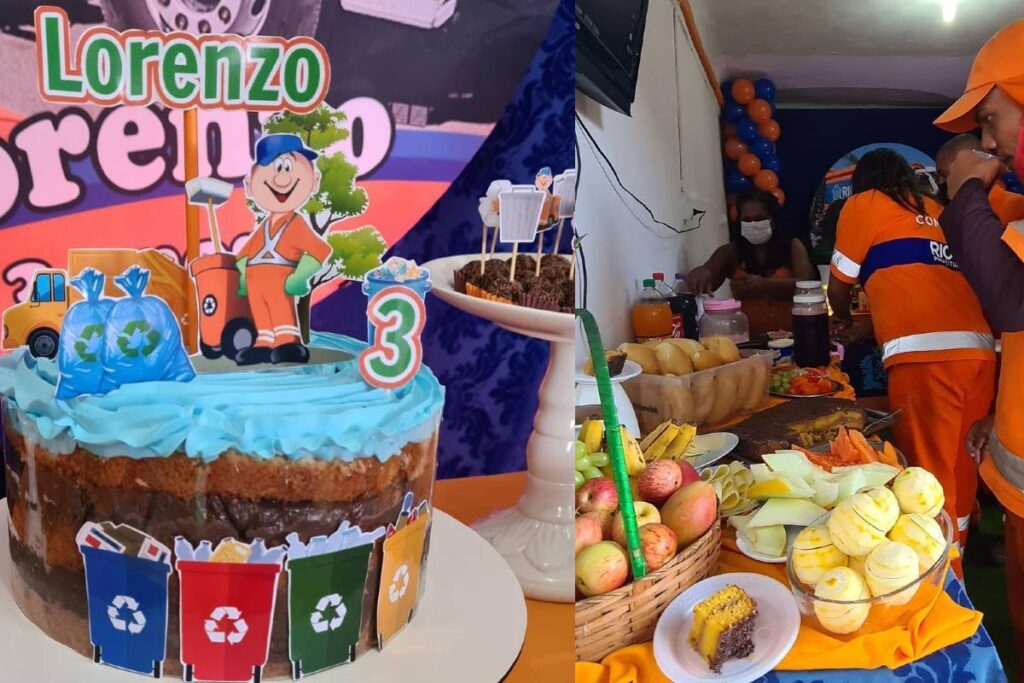 Lorenzo ganha festa de aniversário com tema da Comlurb