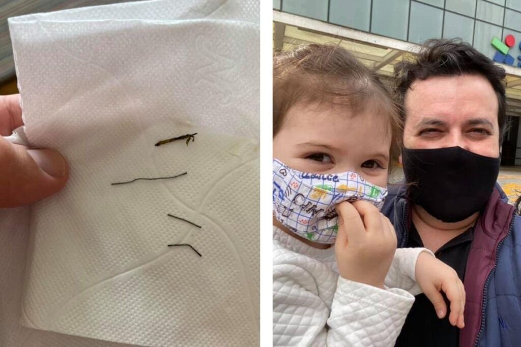 Luísa chegou a cuspir alguns arames do doce