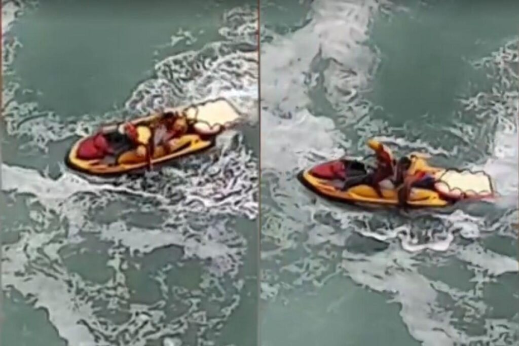 Hulk, o cachorro, foi resgatado após ser arrastado por ondas para o meio do mar