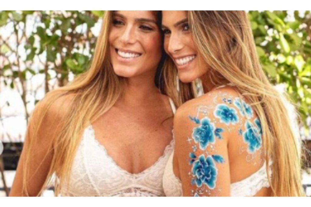 Bia Feres posa ao lado da irmã, Branca, na reta final da gestação