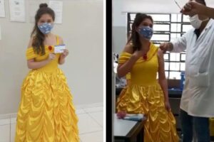 Mariane e a tia eram bastante próximas, por isso a menina decidiu homenageá-la ao receber a primeira dose da vacina