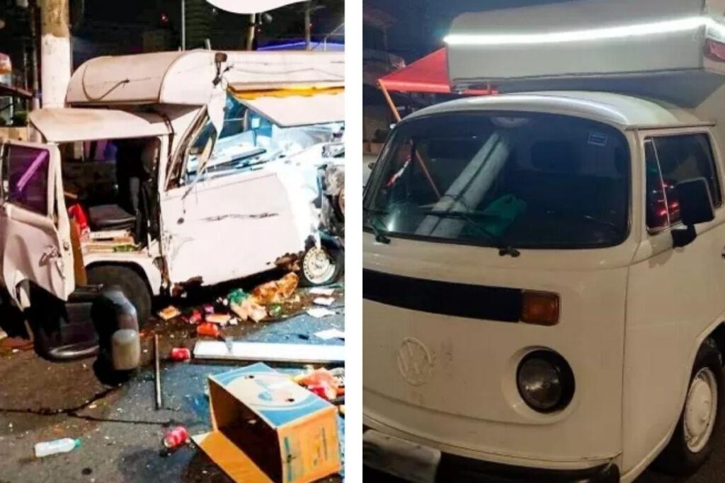 O acidente destruiu a kombi que era usada pela família