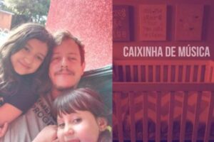 Neil com as duas filhas