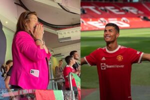 Cristiano Ronaldo fez a reestreia pelo Manchester United neste sábado e teve a presença da mãe no estádio