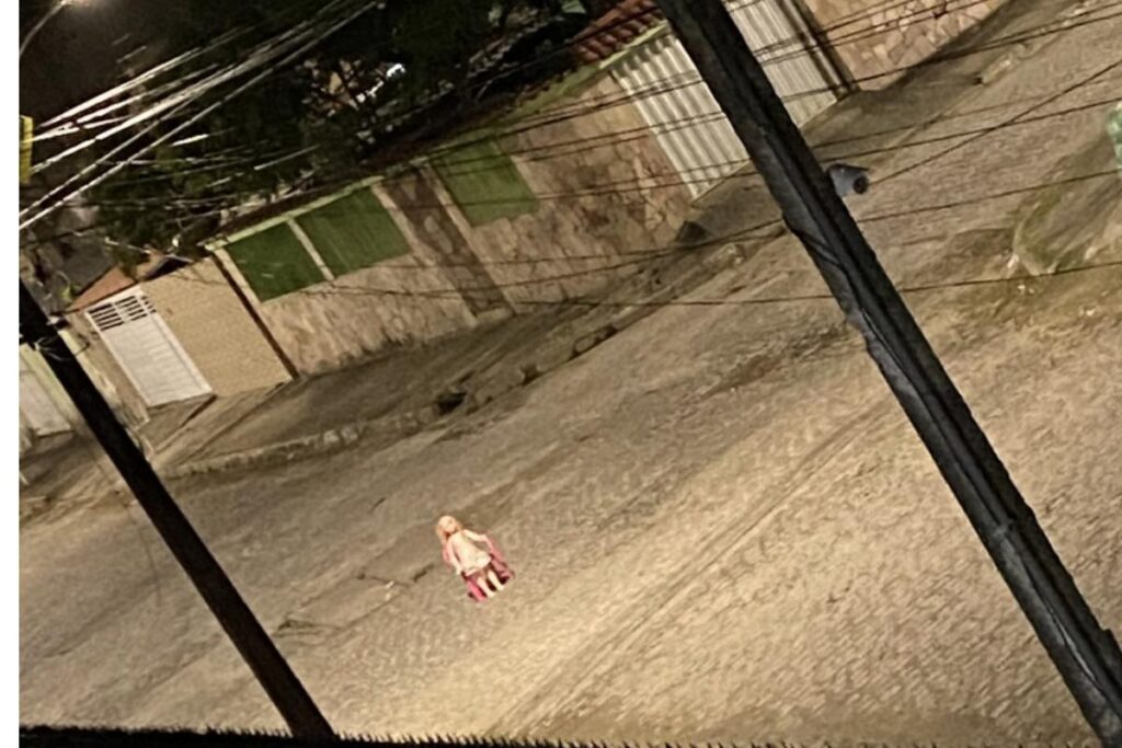 Um morador da rua compartilhou uma foto da boneca no Twitter