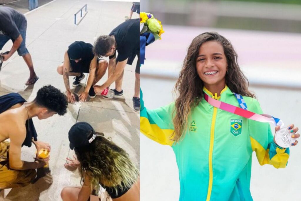Rayssa decidiu agir por conta própria e concertar os buracos da pista de skate