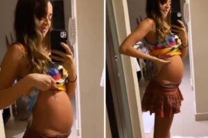 Foto publicada pela atriz exibindo a barriga grávida