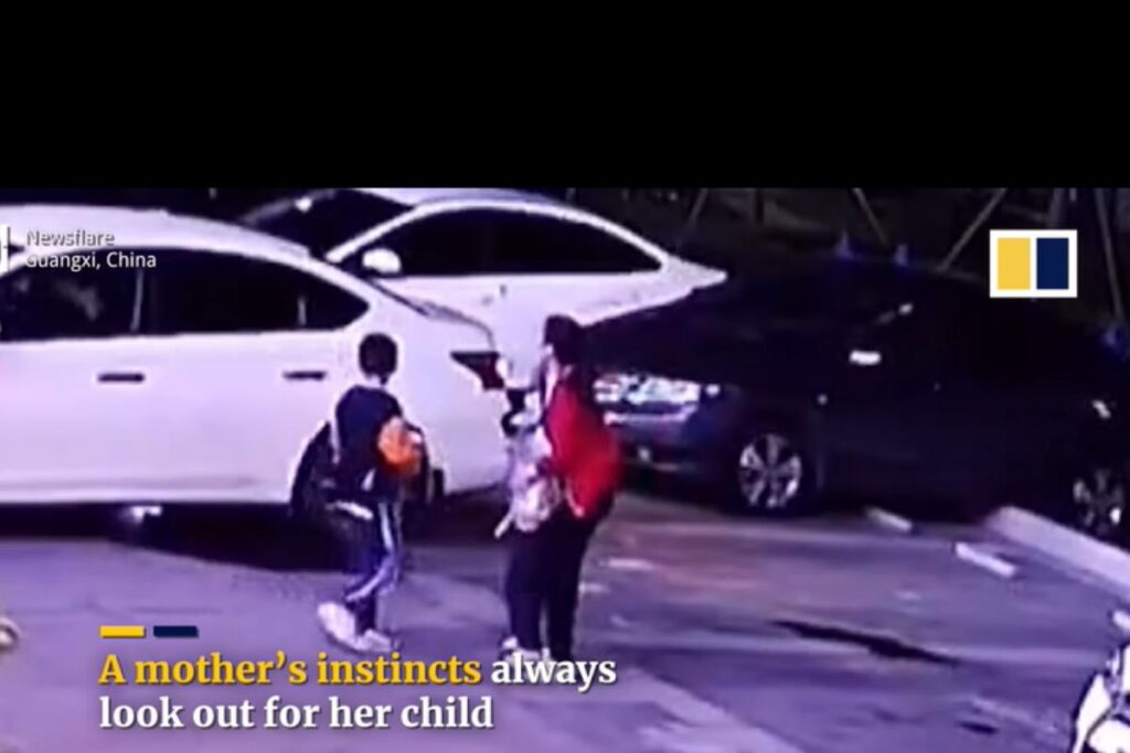 Mulher salva filho de acidente contra motorista desatento