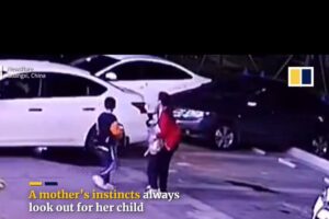 Mulher salva filho de acidente contra motorista desatento