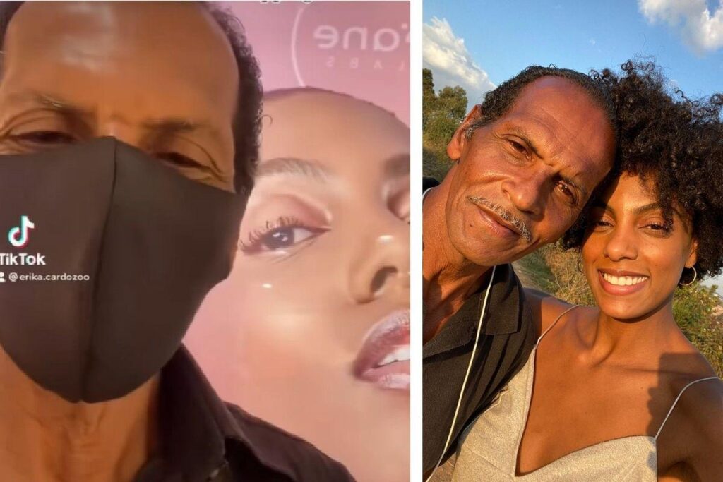Érika Cardozo mostrou um vídeo da reação do pai ao ver fotos dela no Shopping