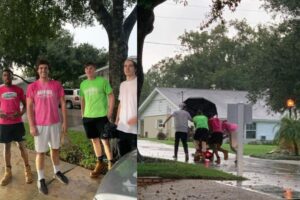 Os jovens foram fotografados por Katty, que decidiu compartilhar a boa ação