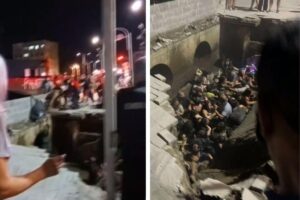 Calçada desaba durante feira de Natal em Joinville e 11 crianças ficam feridas