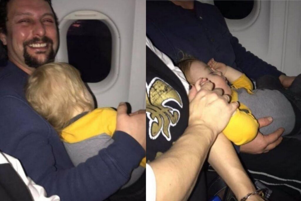 Casal acalma criança em voo