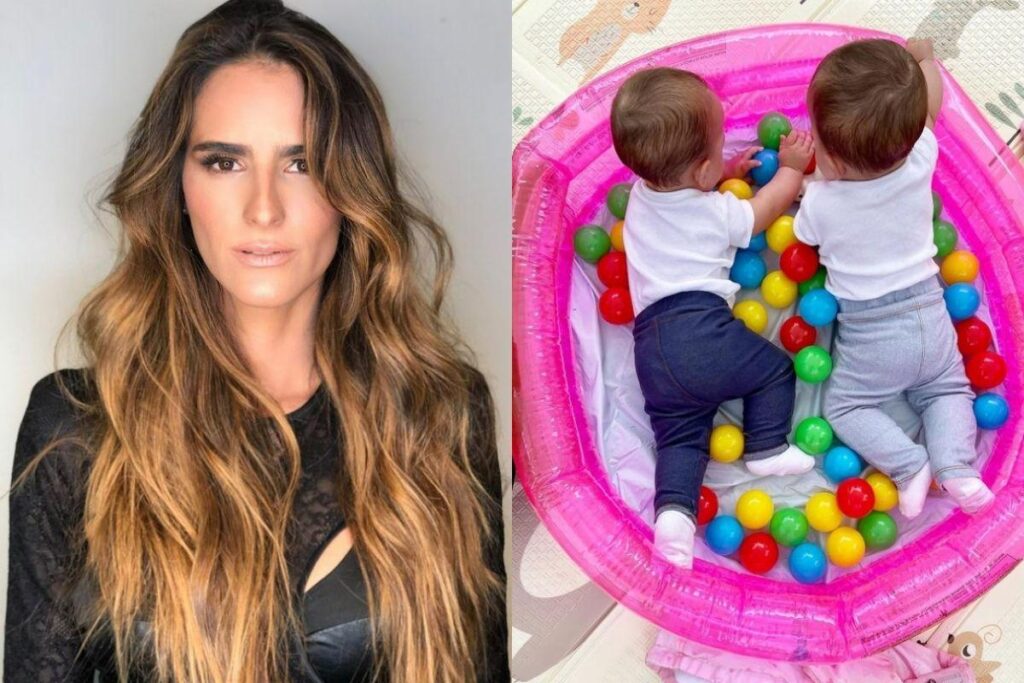 Sophia aparece engatinhando na imagem publicada pela mãe