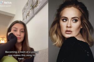 A mãe de 20 anos publicou um TikTok para mostrar a relação com a nova canção de Adele
