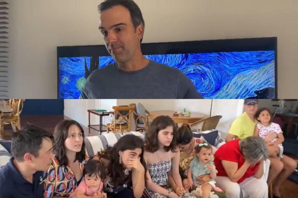 Tadeu Schmidt se preparar para o BBB22 com ajuda da família em vídeo hilário