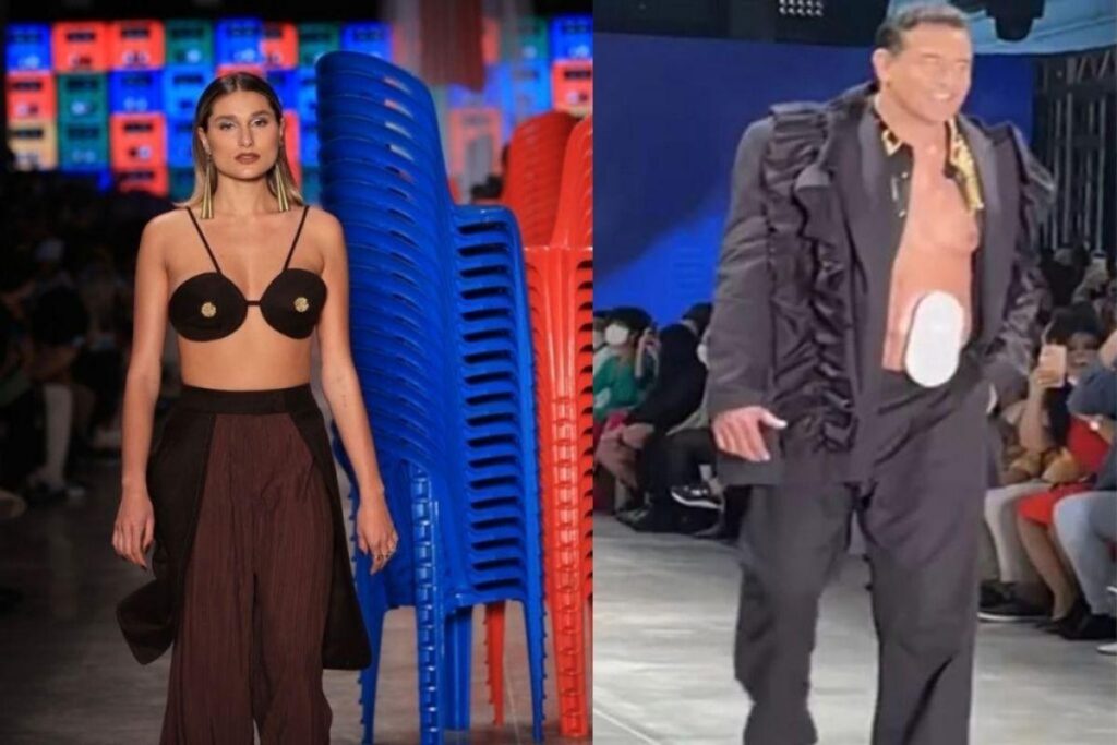 Luciano Szafir desfilou com a bolsa visível