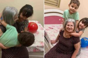 Avó diz que foi curada com o abraço dos netos