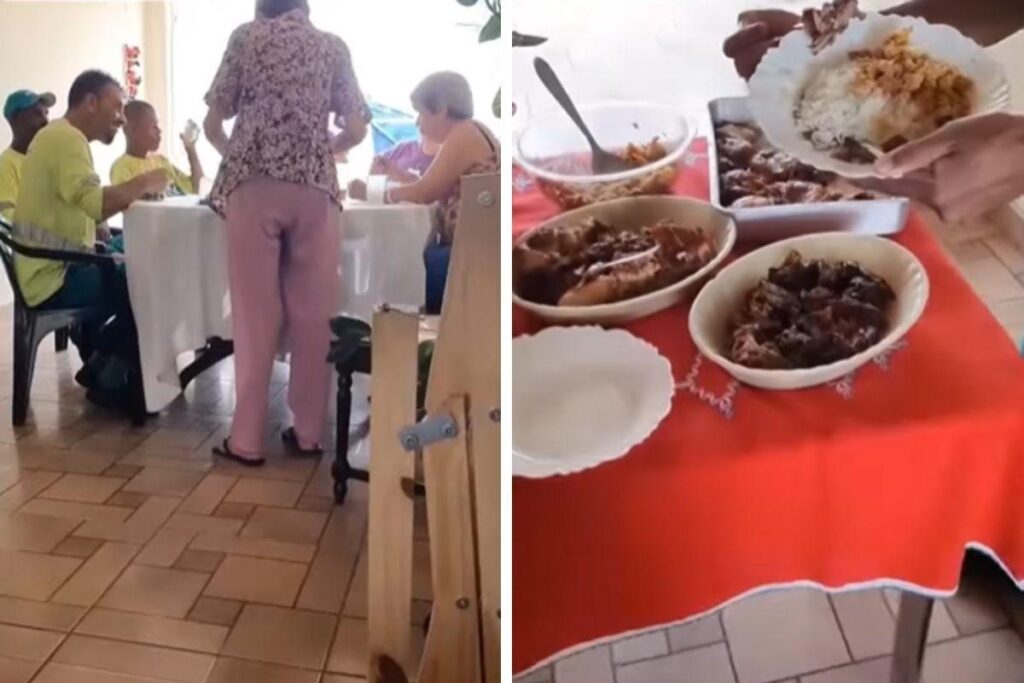 Idosa prepara almoço de véspera de Natal para garis