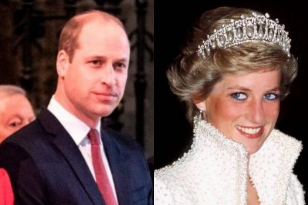 Deacon junto com Grace Taylor (à direita) e o jovem durante conversa com Príncipe William (á esquerda)