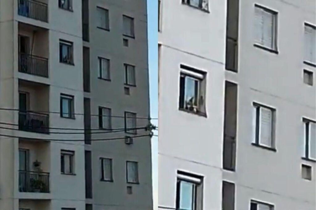 Bebê é visto pendurado no 6º andar de um prédio em Campo Grande