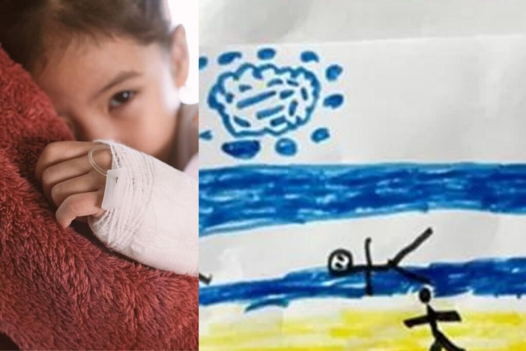 O menino está muito assustado com toda a situação de guerra entre Russia e Ucrânia