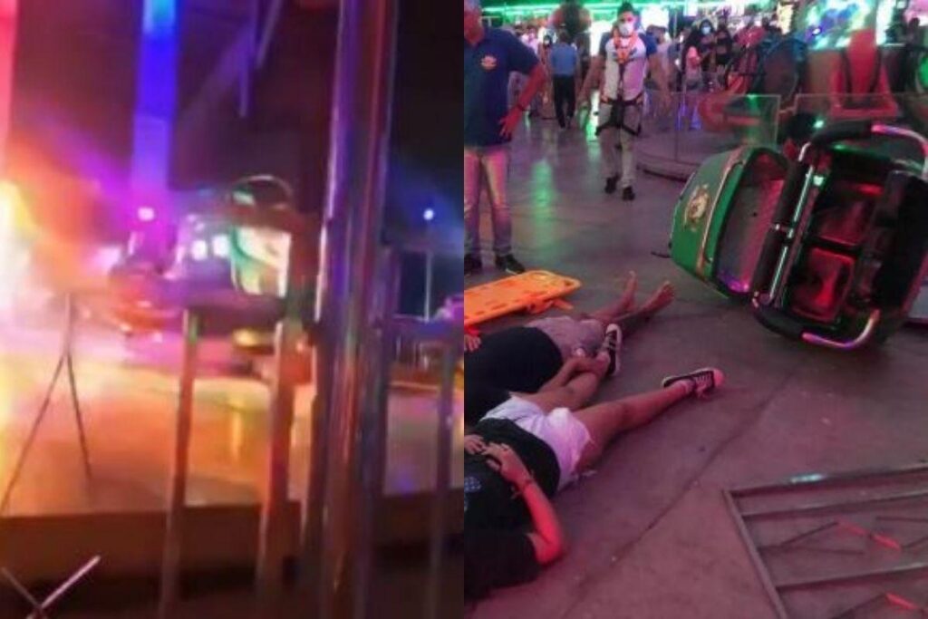 O pai e a filha foram arremessados do brinquedo