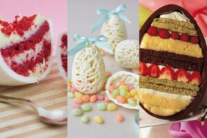 Ovo recheado de bolo de cenoura e com cobertura de brigadeiro!