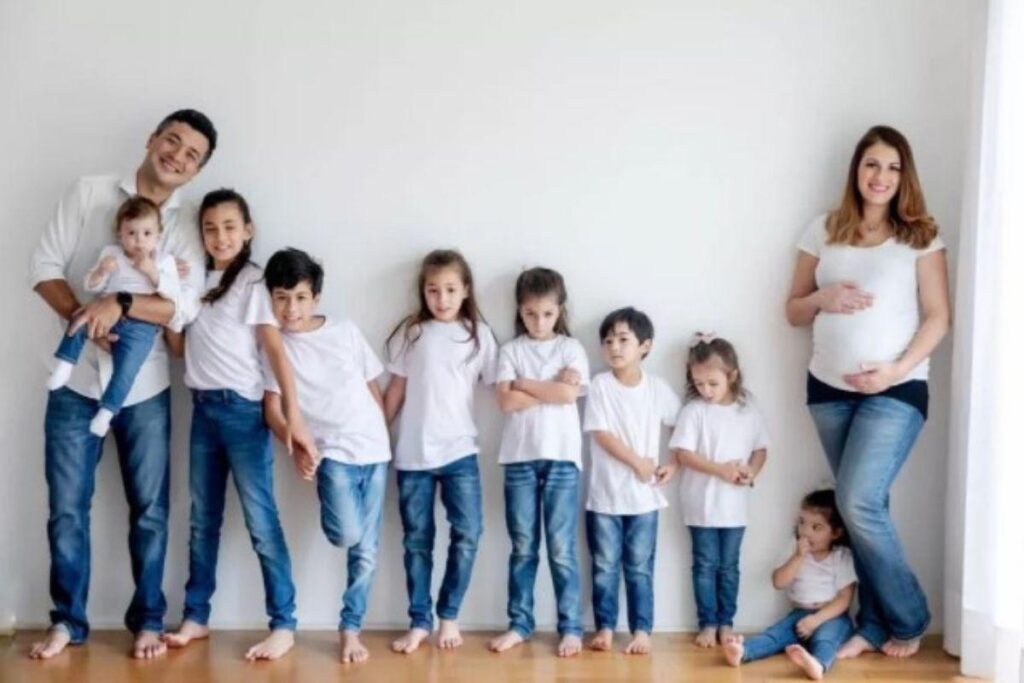 A mãe teve todos os 10 filhos de parto normal