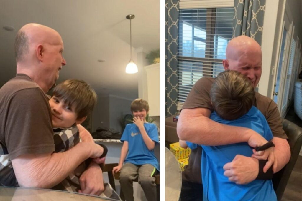 Avô abraça netos pela primeira vez em 8 anos após sofrer AVC