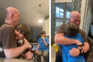 Avô abraça netos pela primeira vez em 8 anos após sofrer AVC