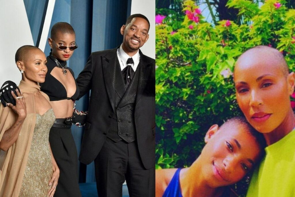 Jada Smith conta que foi inspirada a raspar a cabeça pela filha, Willow Smith, após diagnóstico de alopecia