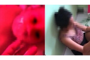 A mãe havia colocado uma fita adesiva na boca do bebê