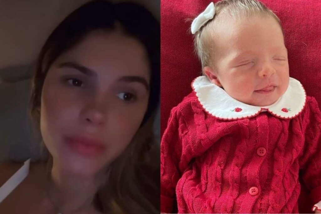 Bárbara Evans contou que a filha recém-nascida teve uma noite difícil