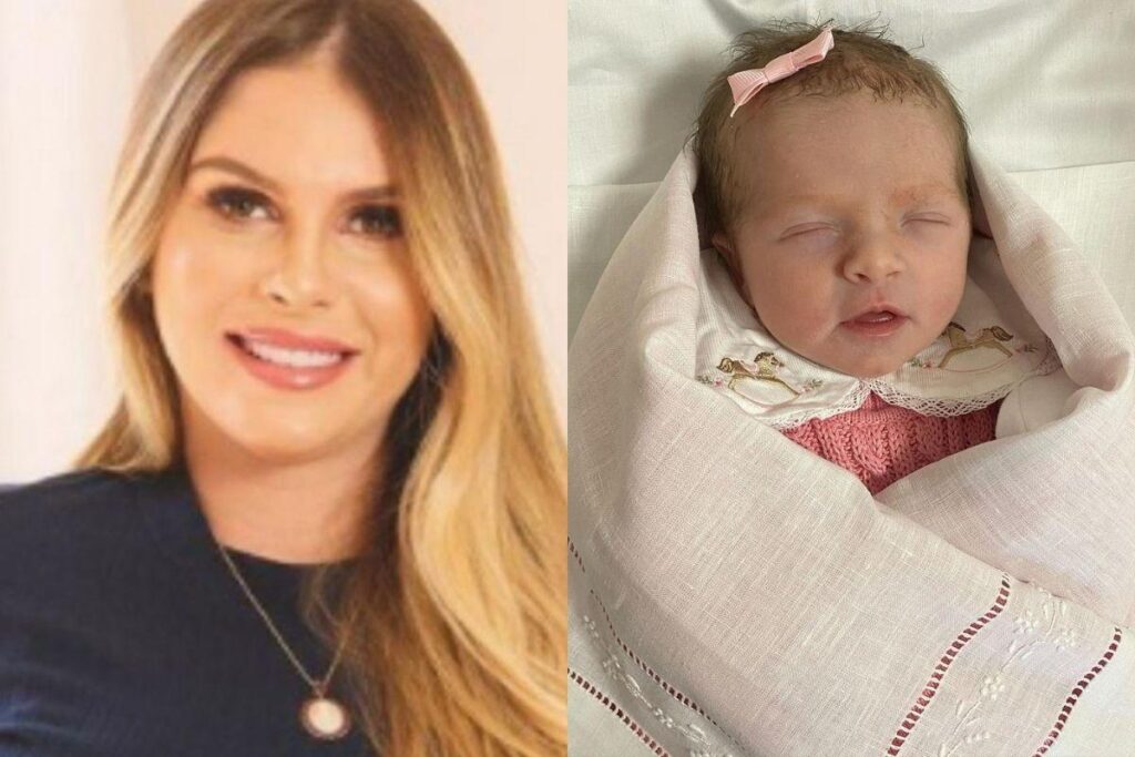 Bárbara Evans mostra filha recém-nascida tomando banho