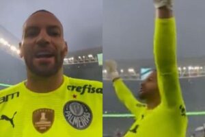 Goleiro do Palmeiras faz dedicatória para espsoa grávida em vitória de time