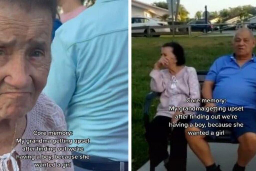 Avó fica chateada ao descobrir sexo do bisneto em chá revelação