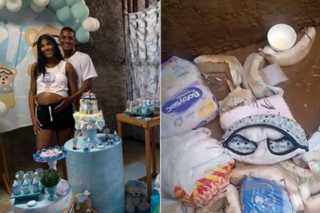 O enxoval do bebê foi destruído pelo deslizamento