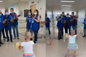 Menina de 4 anos se cura de câncer e comemora cantando ‘Let It Go’ com equipe médica