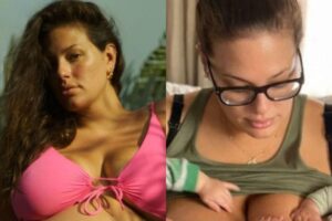 Ashley Graham mostrou os filhos gêmeos amamentando de mãos dadas