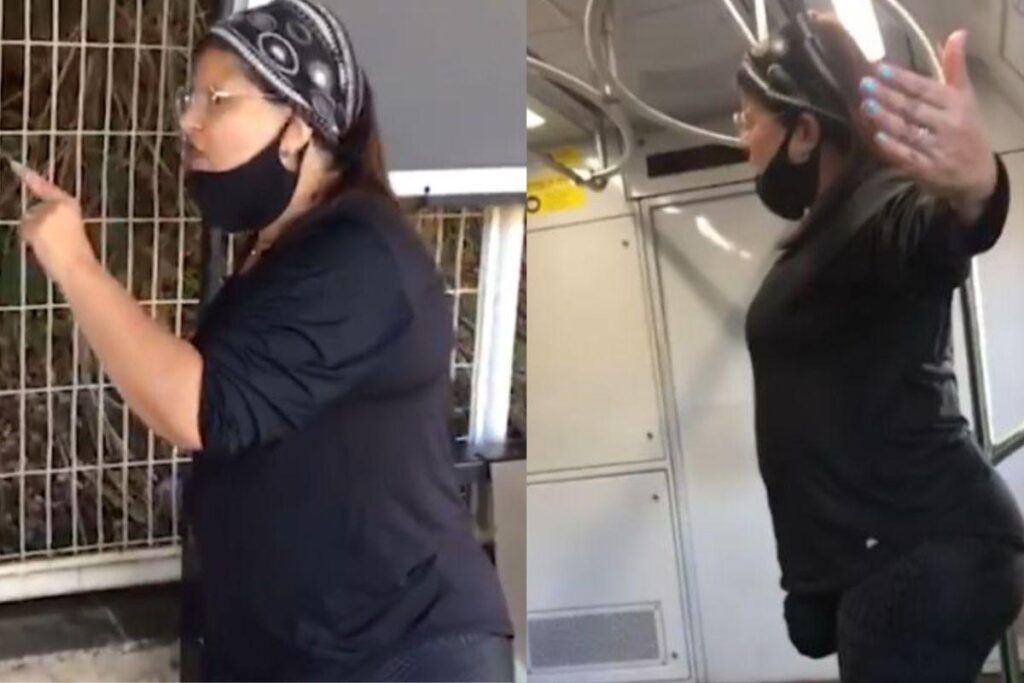 Vários usuários do metrô falaram para ela sair do vagão