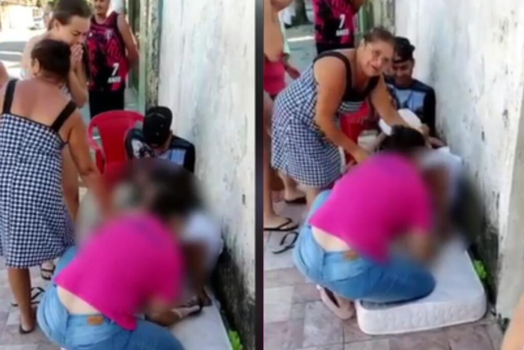 Mulher dá à luz em calçada e agradece enfermeira que ajudou na hora do parto: “Salvou meu bebê”