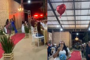 Filha homenageia mãe vítima de covid-19 durante casamento