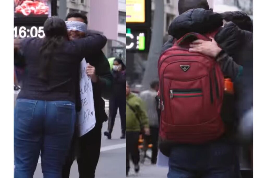 Homem oferece abraços grátis e se surpreende com histórias emocionantes das pessoas