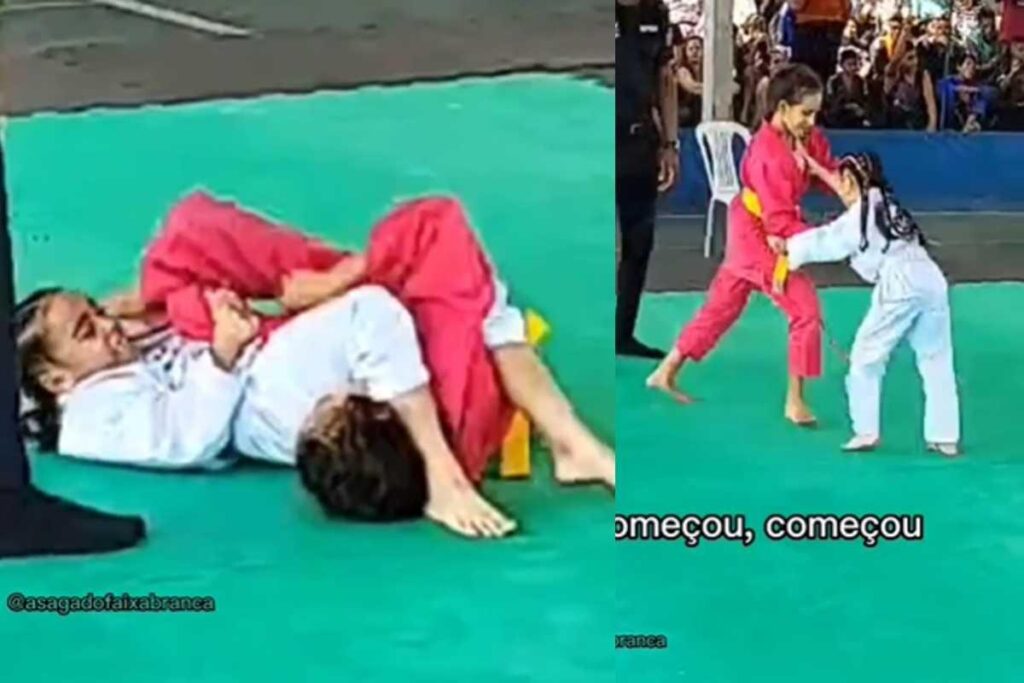 Menina ganha luta contra adversária mais alta que ela e vídeo viraliza nas redes sociais