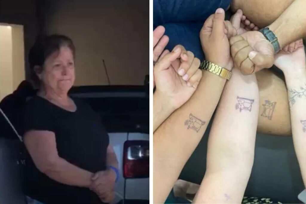Familiares fazem tatuagem em homenagem à dona Maria